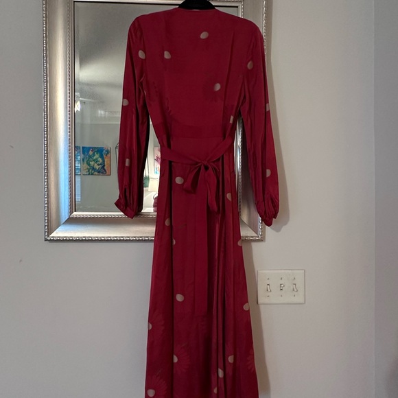 NWOT LK Bennett Red Floral Long Sleeve Wrap Dress Dr Elspeth - Picture 7 of 15